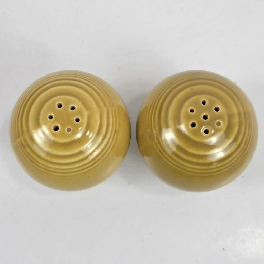 Vtg Fiesta Ironstone Antique Gold Salt & Pepper Shakers 1967-1972 RARE!! MINT